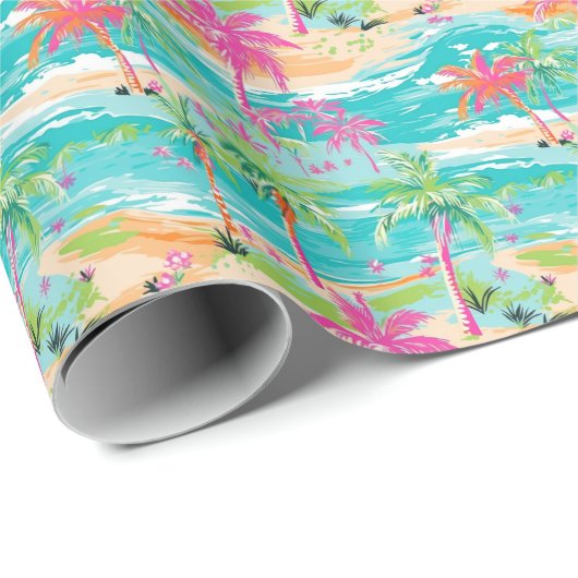 Palm Beach tropische palmboom eiland Cadeaupapier (Rol Hoek)