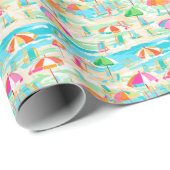 Palm Beach tropische zandstrand parasols Cadeaupapier (Rol Hoek)