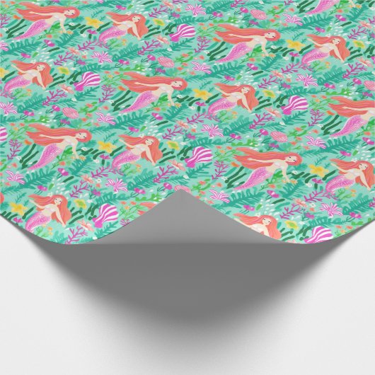 Palm Beach tropische zeemeerminnen Cadeaupapier (Hoek)