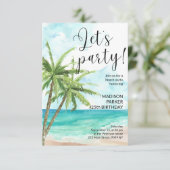 Palm Beach Verjaardag uitnodiging (Staand voorkant)