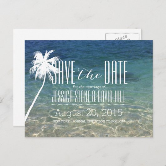 Palm Beach Weddenschap Save the Date Aankondigingskaart (Voorkant / Achterkant)