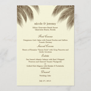 Palm Beach Wedding Menu Card - Bruin