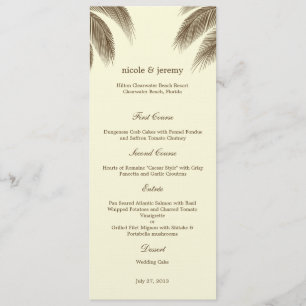 Palm Beach Wedding Menu Card - Bruin