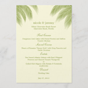 Palm Beach Wedding Menu Card - Green