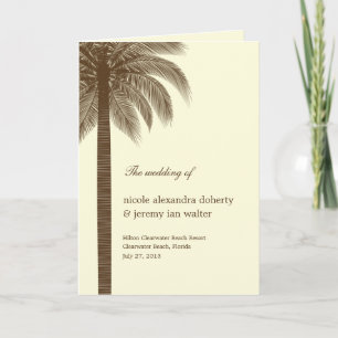 Palm Beach Wedding Program Card - Brown Programma