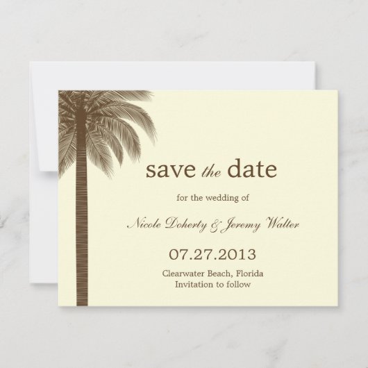 Palm Beach Wedding Save the Date Cards - Brown (Voorkant)