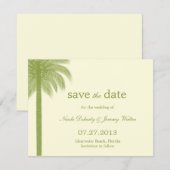 Palm Beach Wedding Save the Date Cards - Green (Voorkant / Achterkant)