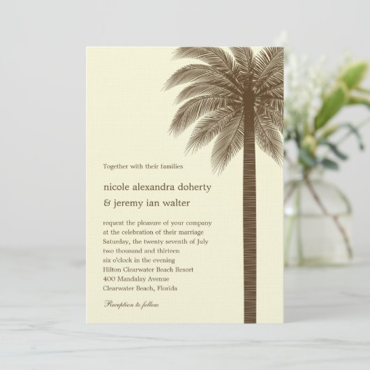 Palm Beach Wedding-uitnodigingen - bruin Kaart (Staand voorkant)