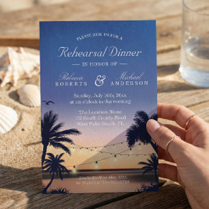 Palm Beach Zonsondergang Slingers Verlovingsdiner Kaart