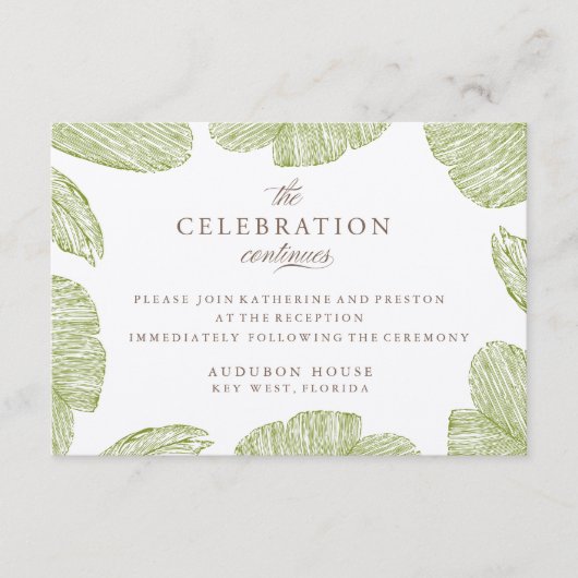 Palm Bestemming Strand Bruiloft Receptie Informatiekaartje (Voorkant)