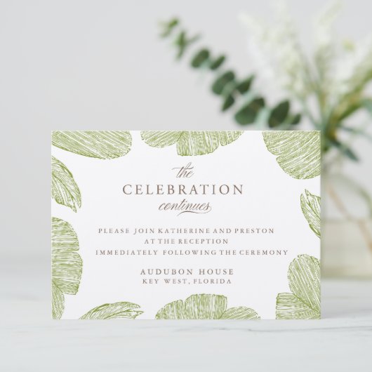  Palm Bestemming Strand Bruiloft Receptie Informatiekaartje (Staand voorkant)