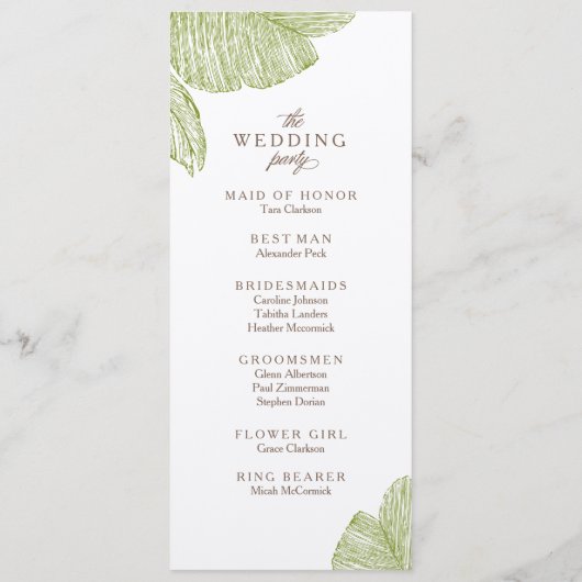 Palm Bestemming Trouwprogramma's Programmakaart (Achterkant)