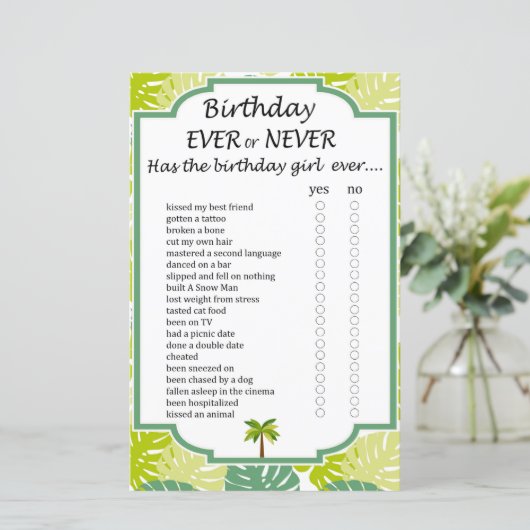 Palm Birthday altijd of nooit game (Staand voorkant)