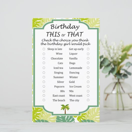 Palm Birthday dit of dat spel (Staand voorkant)