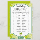 Palm Birthday dit of dat spel (Voorkant / Achterkant)