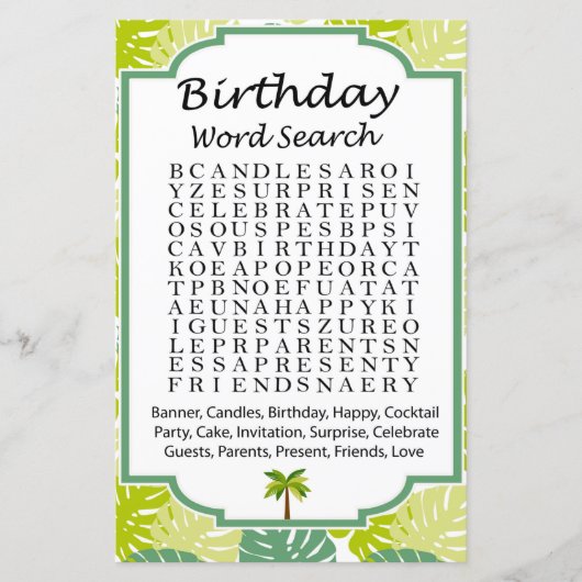 Palm Birthday word search game (Voorkant)
