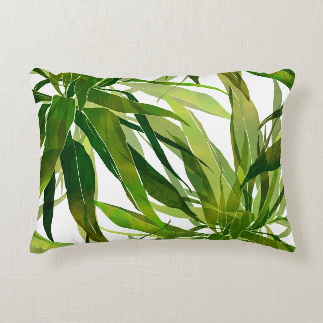 Palm bladeren hand geschilderd patroon accent kussen (Voorkant)