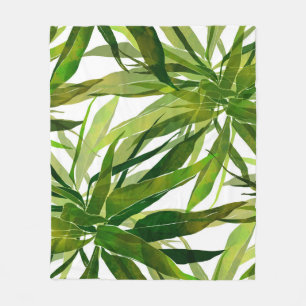 Palm bladeren hand geschilderd patroon fleece deken