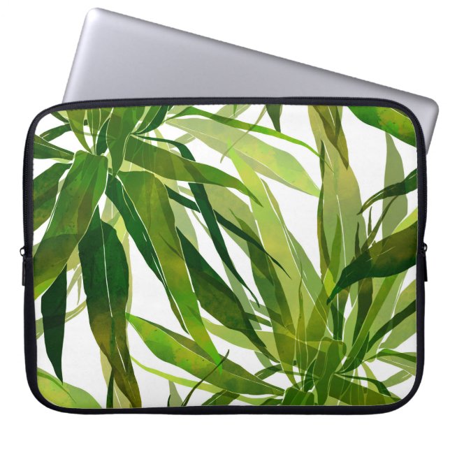 Palm bladeren hand geschilderd patroon laptop sleeve (Voorkant)