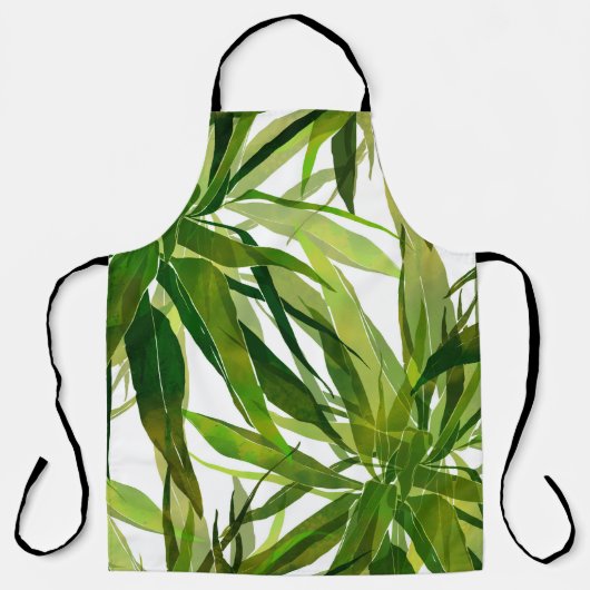 Palm bladeren hand geschilderd patroon schort (Voorkant)