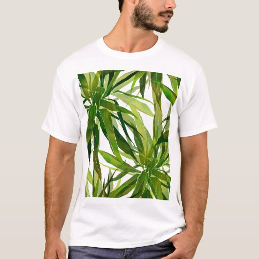 Palm bladeren hand geschilderd patroon t-shirt (Voorkant)