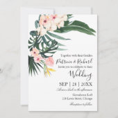 Palm bladeren hibiscus tropische elegante bruiloft kaart (Voorkant)