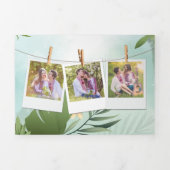 Palm bladeren string lichten foto collage bruiloft drieluik uitnodiging (Cover)