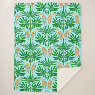 Palm Bloemen Tropisch Patroon Sherpa Deken