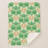 Palm Bloemen Tropisch Patroon Sherpa Deken (Voorkant)