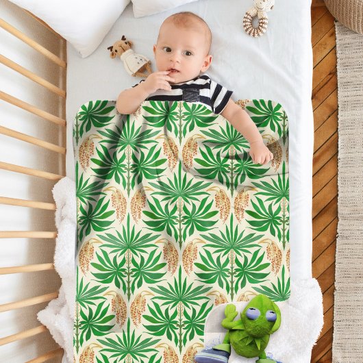 Palm Bloemen Tropisch Patroon Sherpa Deken