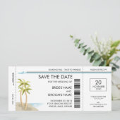 Palm Boarding Pass Save the Date Invitations (Staand voorkant)