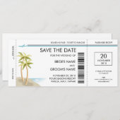 Palm Boarding Pass Save the Date Invitations (Voorkant / Achterkant)