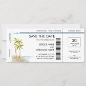 Palm Boarding Pass Save the Date Invitations (Voorkant)