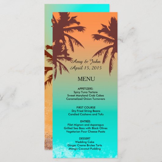 Palm bomen strand bruiloft menu strand2 (Voorkant / Achterkant)