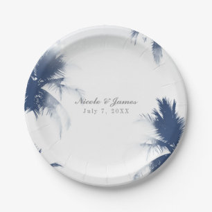 Palm Bomen Witte Glamour Chic Moderne Tropisch Papieren Bordje