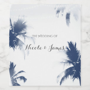 Palm Bomen Witte Glamour Chic Moderne Tropische Wi Wijn Etiket
