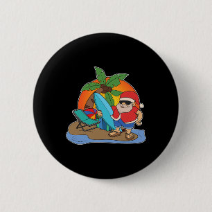 Palm Bomen Zonsondergang Surfen Kerstman Grappig K Ronde Button 5,7 Cm