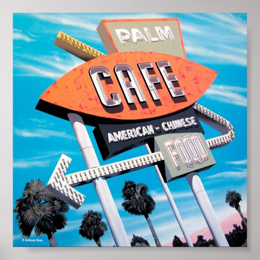 Palm Cafe op Route 66 Poster (Voorkant)