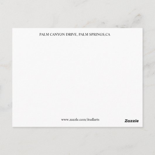 PALM CANYON DRIVE #1 BRIEFKAART (Achterkant)