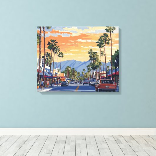PALM CANYON DRIVE-PALM SPRINGS CA CANVAS AFDRUK (Insitu (Houten vloer))
