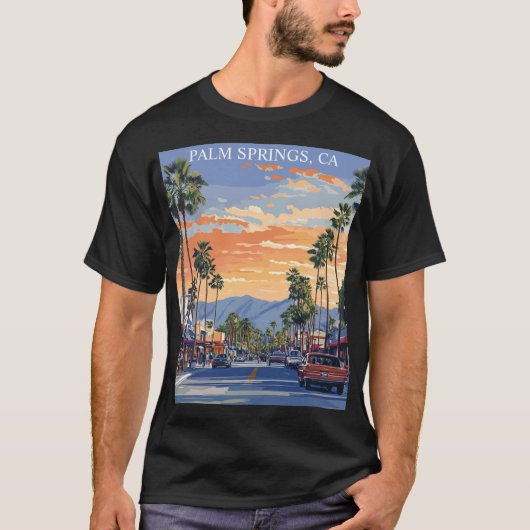 PALM CANYON DRIVE-PALM SPRINGS CA T-SHIRT (Voorkant)