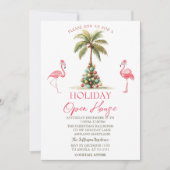 Palm Christmas Balls Flamingos Holiday Open House Kaart (Voorkant)