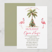 Palm Christmas Balls Flamingos Holiday Open House Kaart (Voorkant / Achterkant)