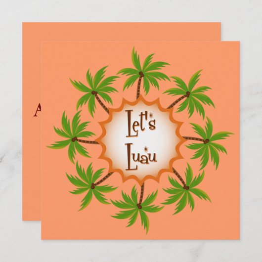Palm Circle Luau Uitnodiging (Voorkant / Achterkant)