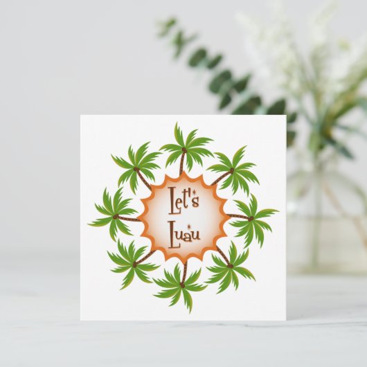 Palm Circle Luau Uitnodiging (Staand voorkant)