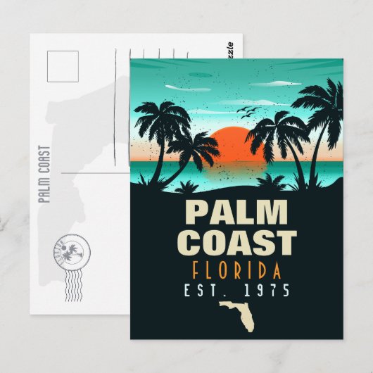 Palm Coast Florida Flagler  Retro Sunset 80 Briefkaart (Voorkant / Achterkant)