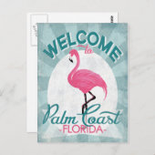 Palm Coast Florida Pink Flamingo Retro Briefkaart (Voorkant / Achterkant)