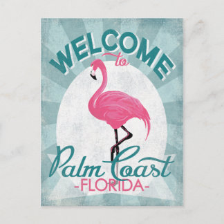Palm Coast Florida Pink Flamingo Retro Briefkaart