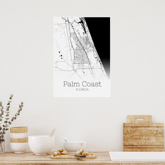 Palm Coast Map - Florida - City Map Poster (Keuken)