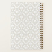 Palm Damask Personalized Notebook | Linen Beige Notitieboek (Achterkant)